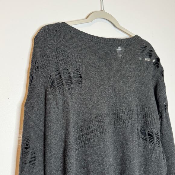 One Grey Day Carter Gray Merino Wool Shredded Pullover Women Small NWT - Picture 7 of 10
